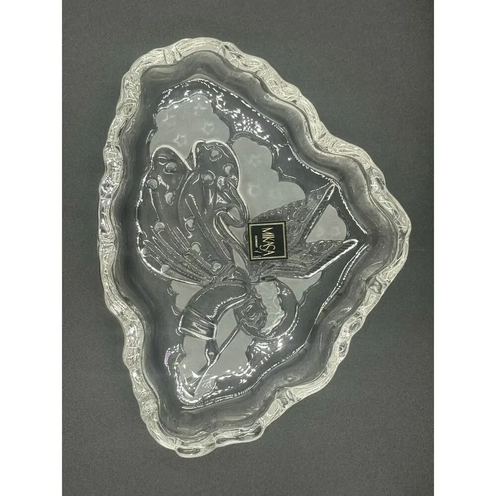 Mikasa Crystal Christmas Sweets Dish Angel Music SA985 210 Germany 7-3/4 inches